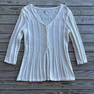 Croft & Barrow Women's White and Cream Cardigan